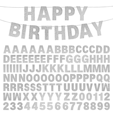 Diy Banner Kit With Letters Glitter Banner Letters Silver Customizable Birthday Banners Graduation Banner Custom Party Hanging Banner For Graduation Wedding Party Baby Shower Decoration(Silver)
