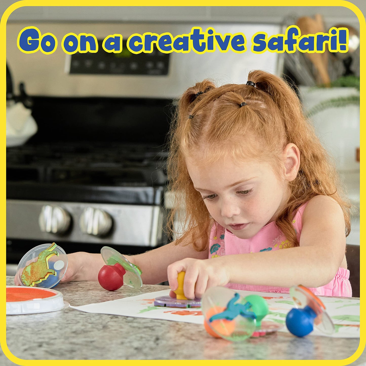 READY 2 LEARN Giant Stampers - Wild Animals - Set of 6 - Easy to Hold Foam Stamps for Kids - Arts and Crafts Stamps for Displays