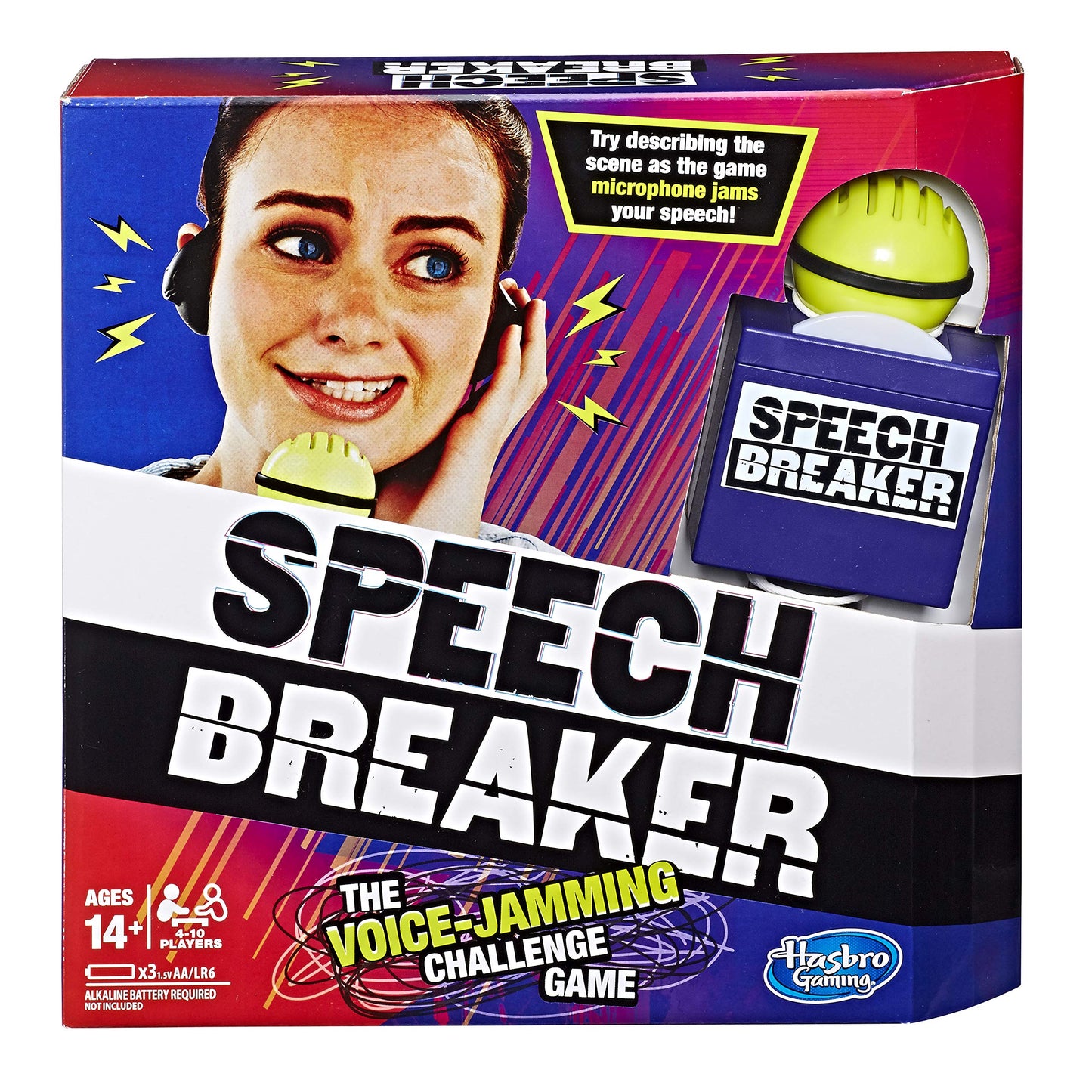 Hasbro Gaming Speech Breaker Game - Voice Jamming Challenge, Electronic Party Game for Ages 14+, Brown, Model E1844