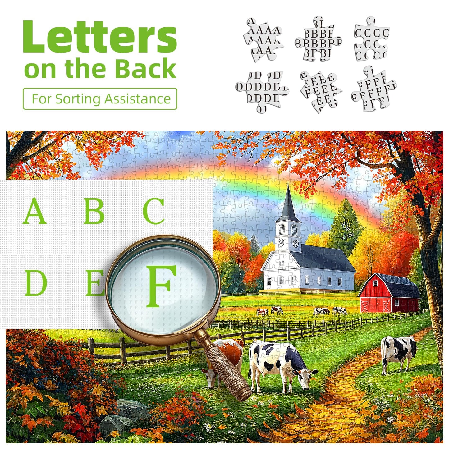 MINIWAN 500 Piece Fall Farm Shaped Puzzle - Autumn Harvest Scene, Challenging Jigsaw for Adults & Family, 21 x 15 Inch