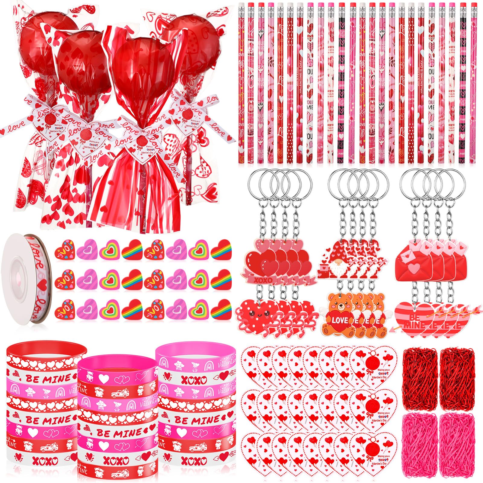 Tinlade 173 Pcs Valentines Classroom Gifts, Valentine for Class Valentines Day Lollipop Gifts Bulk Valentine Gift for Kid Classr