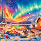 500 Piece Puzzles for Adults - Jigsaw Puzzles - Campfire Under The Northern Lights - Winter Puzzles