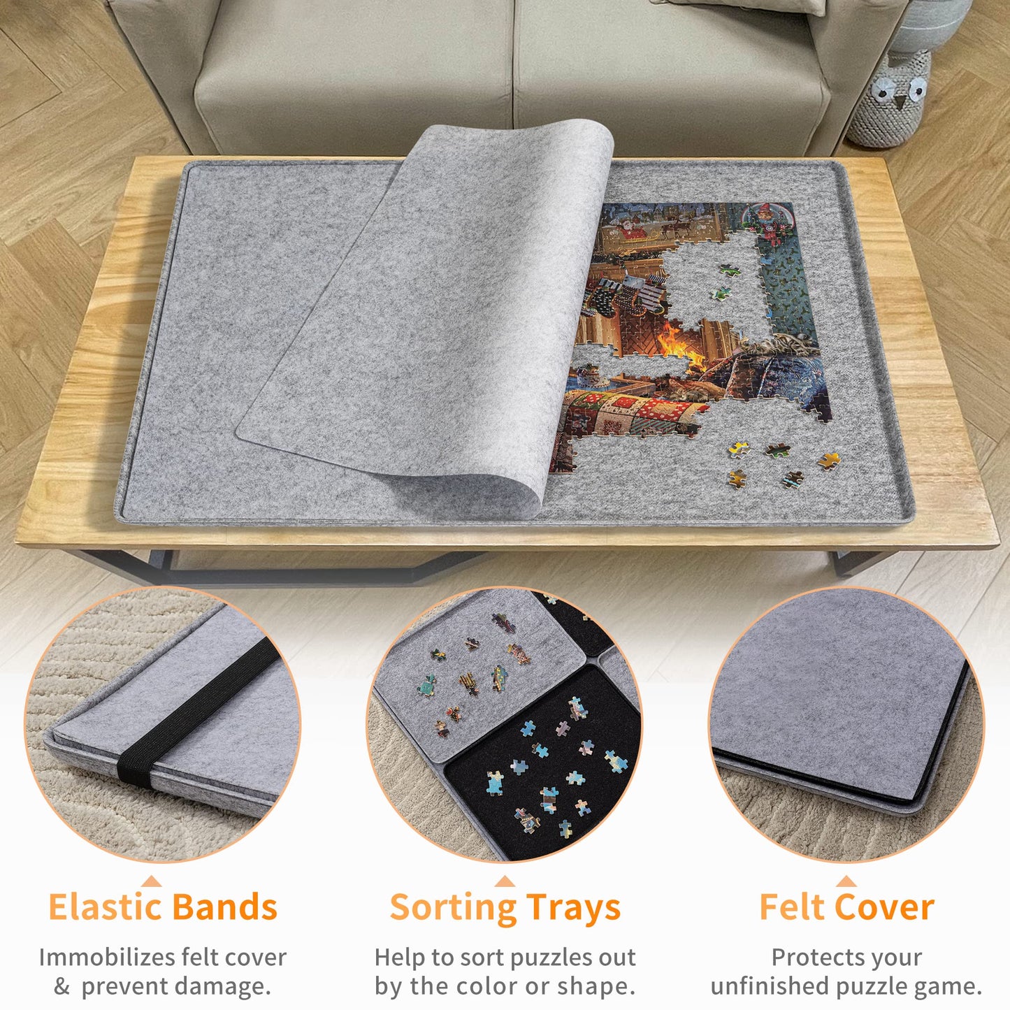 Lavievert Jigsaw Puzzle Board With 8 Sorting Trays & Cover, Portable Puzzle Mat, Lightweight Felt Puzzle Plateau For Adults, Lar