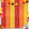 2 Pack Thanksgiving Backdrop, 3.28 FT x 7.05 FT Red Orange Gold Party Streamer, Metallic Fringe Curtains Foil Streamer Tinsel Ba