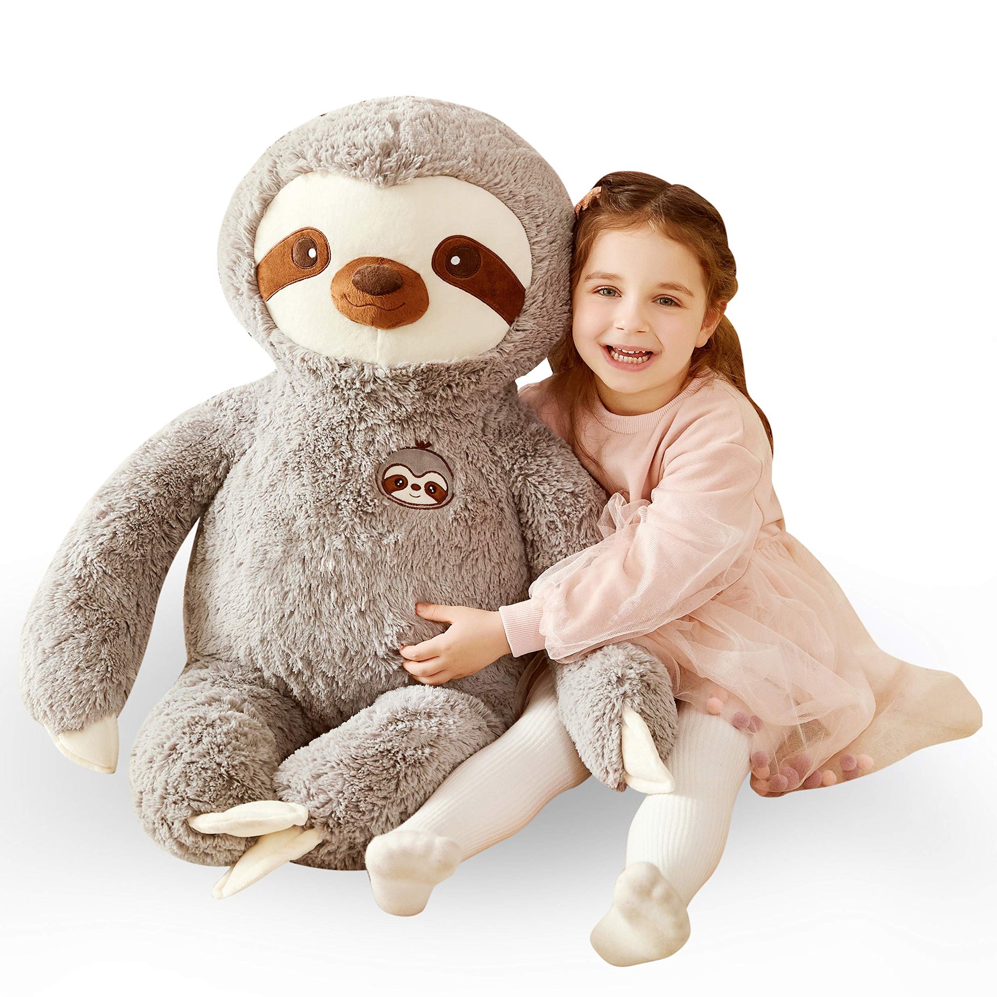 Ikasa Large Sloth Stuffed Animal Plush Bradypode Toy For Children (Gray, 30 Inches)