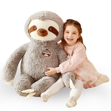 Ikasa Large Sloth Stuffed Animal Plush Bradypode Toy For Children (Gray, 30 Inches)