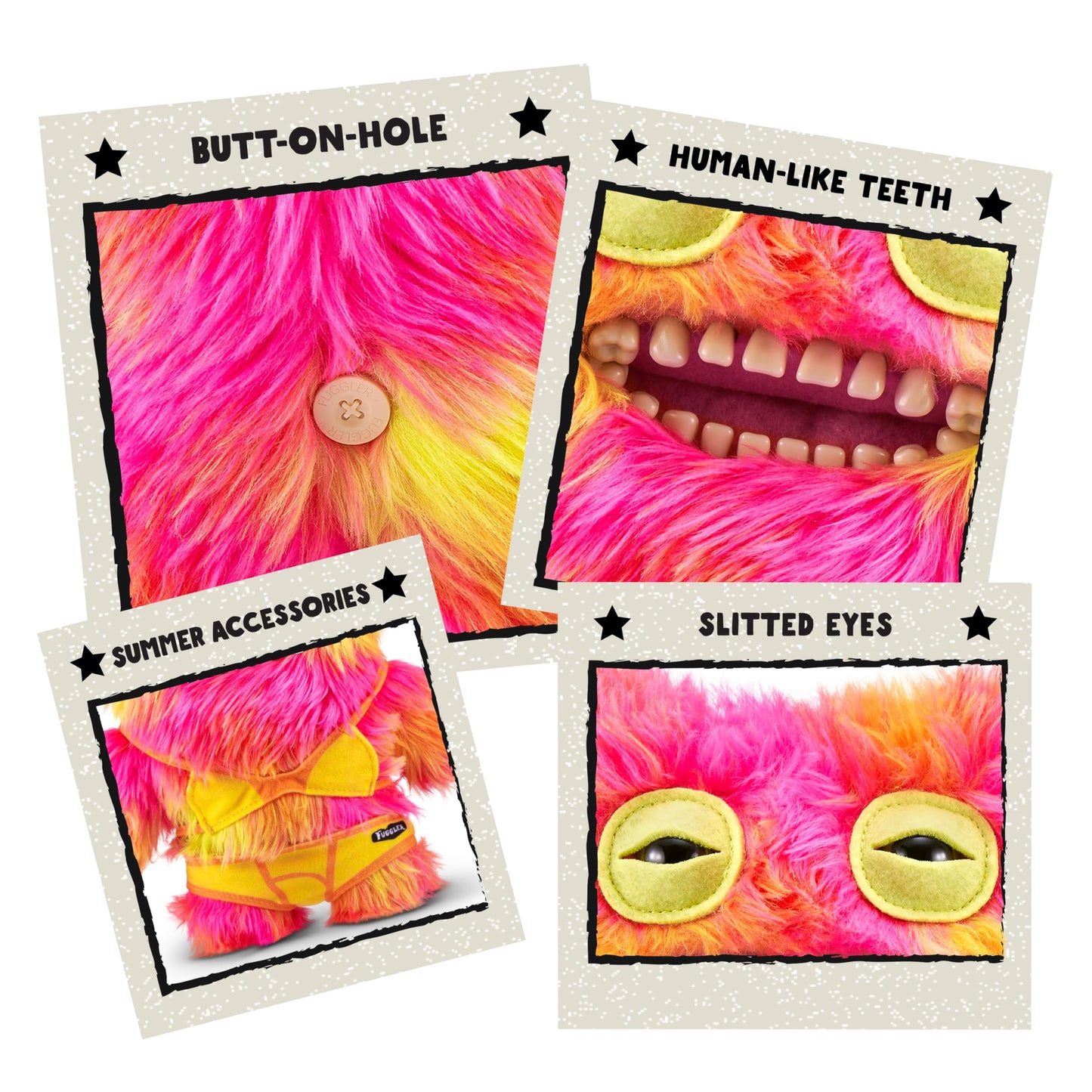 Fuggler Vacay Vibes by ZURU, Funny Ugly Monster, Plush, Collectible, Toy (Mr Buttons - Multi)