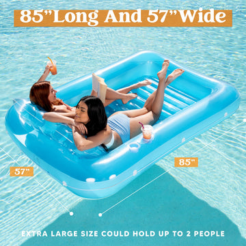 Sloosh Inflatable Tanning Pool Lounge Float  85 x 57 Extra Large Sun Tan Tub mature-themed Floats Raft for Sunbathing Suntan Blow up Lounger Bed Floatie mature-themeds(XL-Blue)