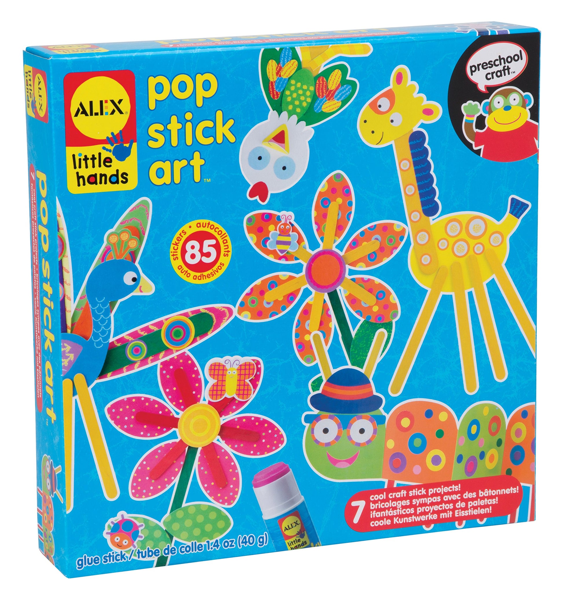 ALEX Toys Little Hands Pop Stick Art Craft Kit, Create Cute Animal and Flower Puppets, Allows Children to be Creative and Use th