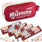 Smilejoy Mini Rummy Cube Game Travel Size Rummy Game with Canvas Bag Mini Rummy Game for mature-themed and Kids 160 Tiles  4 Playing Rack  1 Dice (2-6 Players)