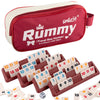 Smilejoy Mini Rummy Cube Game Travel Size Rummy Game with Canvas Bag Mini Rummy Game for mature-themed and Kids 160 Tiles  4 Playing Rack  1 Dice (2-6 Players)