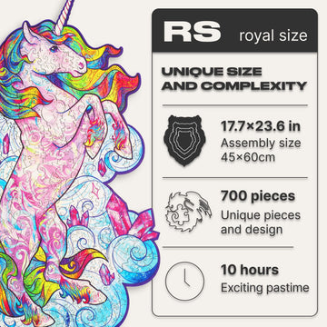 Unidragon Original Wooden Jigsaw Puzzles - Inspiring Unicorn, 700 Pcs, Royal Size 17.7'X23.6', Beautiful Gift Package, Unique Shape Best Gift For Adults And Kids