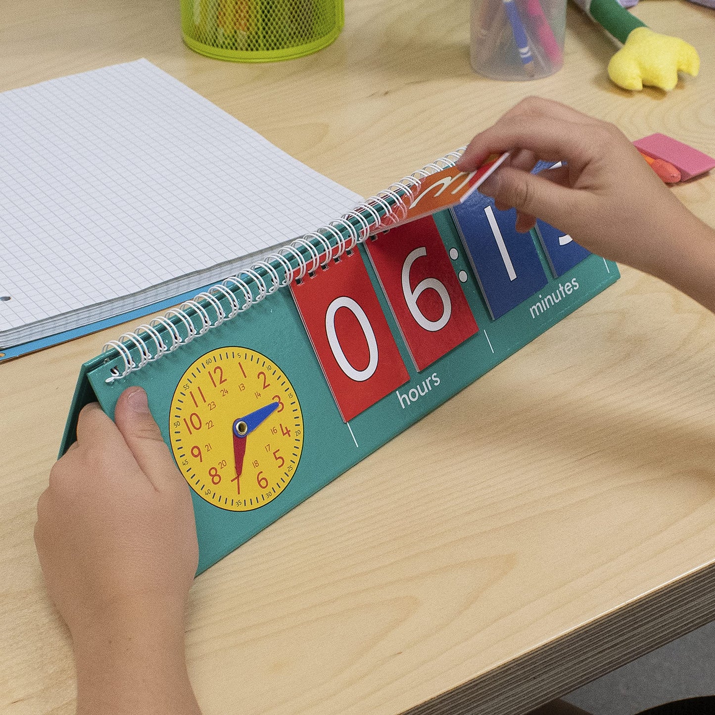 Edxeducation Time Flip Chart - Teaching Clock For Kids - Learn To Tell Time With Analog And Digital Formats