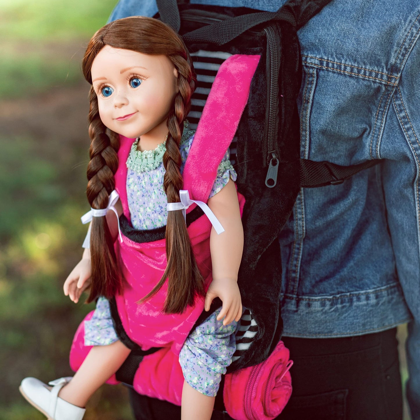 The Queen'S Treasures Pink, White And Black Doll Carrier Backpack And Doll Sleeping Bag, Compatible With 18' American Girl & 15 In Bitty Babies. Doll Not Included
