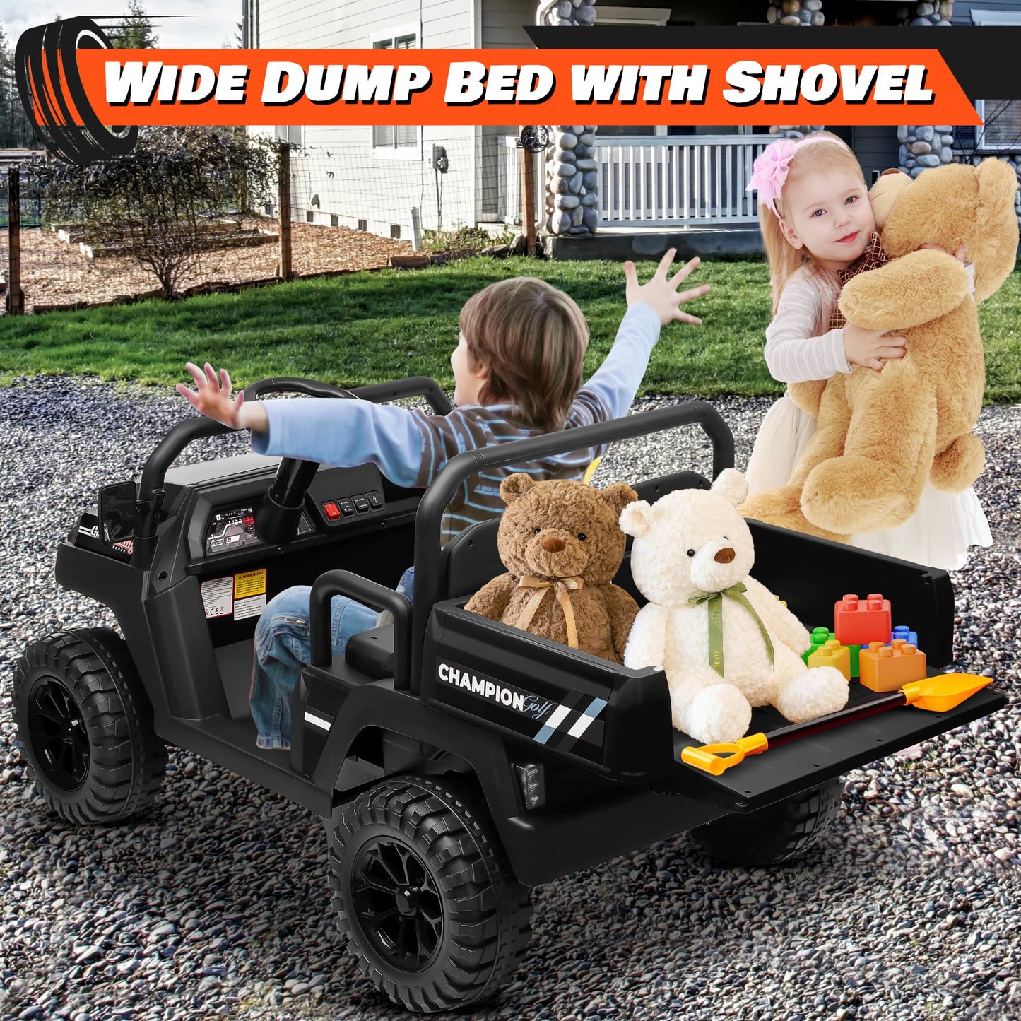 ANRLI 24V Ride on Car 4WD Golf Cart w/4X200W Motors, Gift Flower, 20'' XL 2 Seaters, 2.4G Remote Control, 4 Wheeler, Music, LED