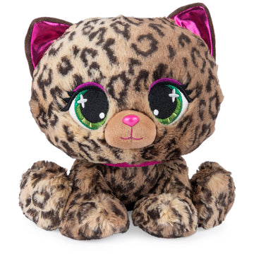 P.Lushes Designer Fashion Pets Sadie Spotson Leopard Cat Plush, Premium Stuffed Animal, Black And Pink, 9