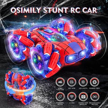 OSIMILY Remote Control Car Monster Truck - 2.4GHz New Upgraded Double-Sided 360 Rotating RC Cars with Headlights, 4WD Kids' Toys
