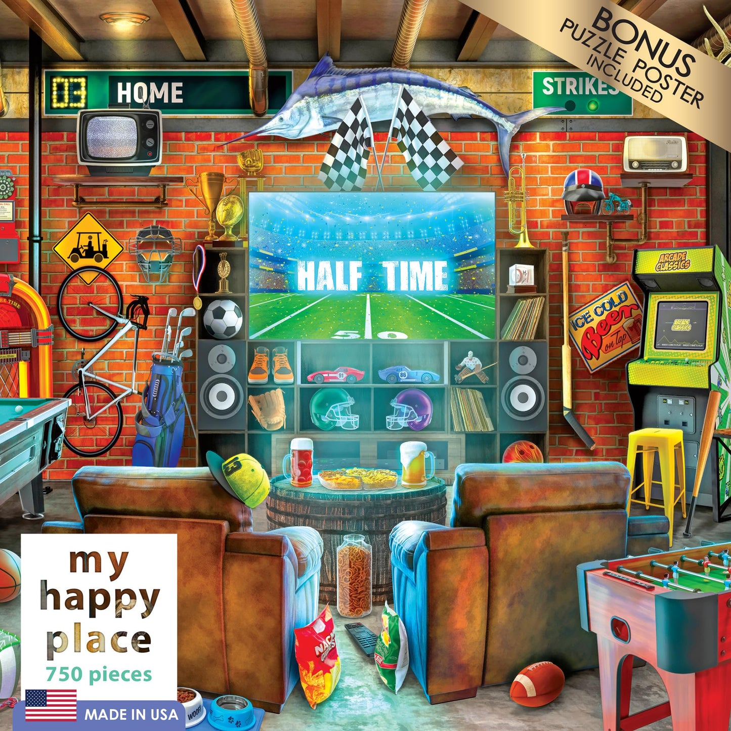 Roseart - My Happy Place - Man Cave - 750 Piece Jigsaw Puzzle For Adults