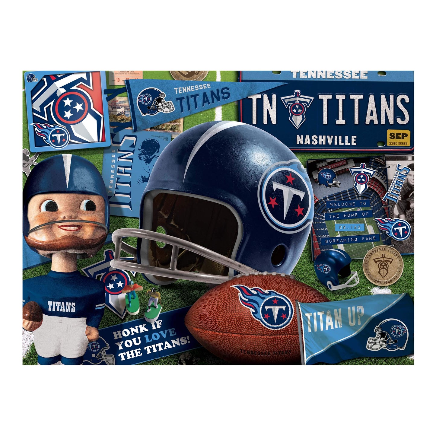 YouTheFan NFL Tennessee Titans Retro Puzzle - 500 Pieces, Cardboard, Team Colors, Model 0951513