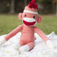 Plushland Adorable Orange Sock Monkey, The Original Traditional Hand Knitted Stuffed Animal Toy Gift-For Kids, Babies, Teens, Girls And Boys Baby Doll Present Puppet 20 Inches