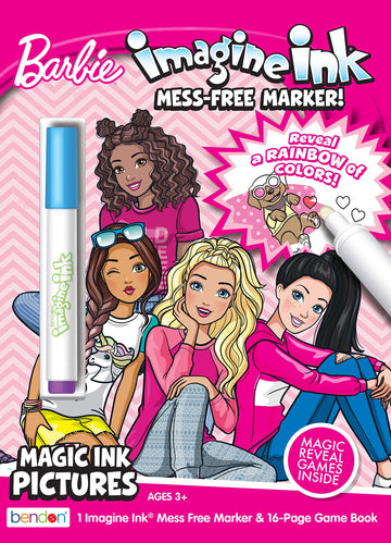 Bendon Barbie Mattel 16 Page Imagine Ink Coloring Book with 1 Mess Free Marker 49749