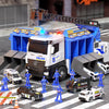 Police Truck Toys for 3 4 5 6 Years Old Boys - 17.7 Extendable Ladder Truck with 6 Alloy Cars & 12 Officer Figures, Transport Ca