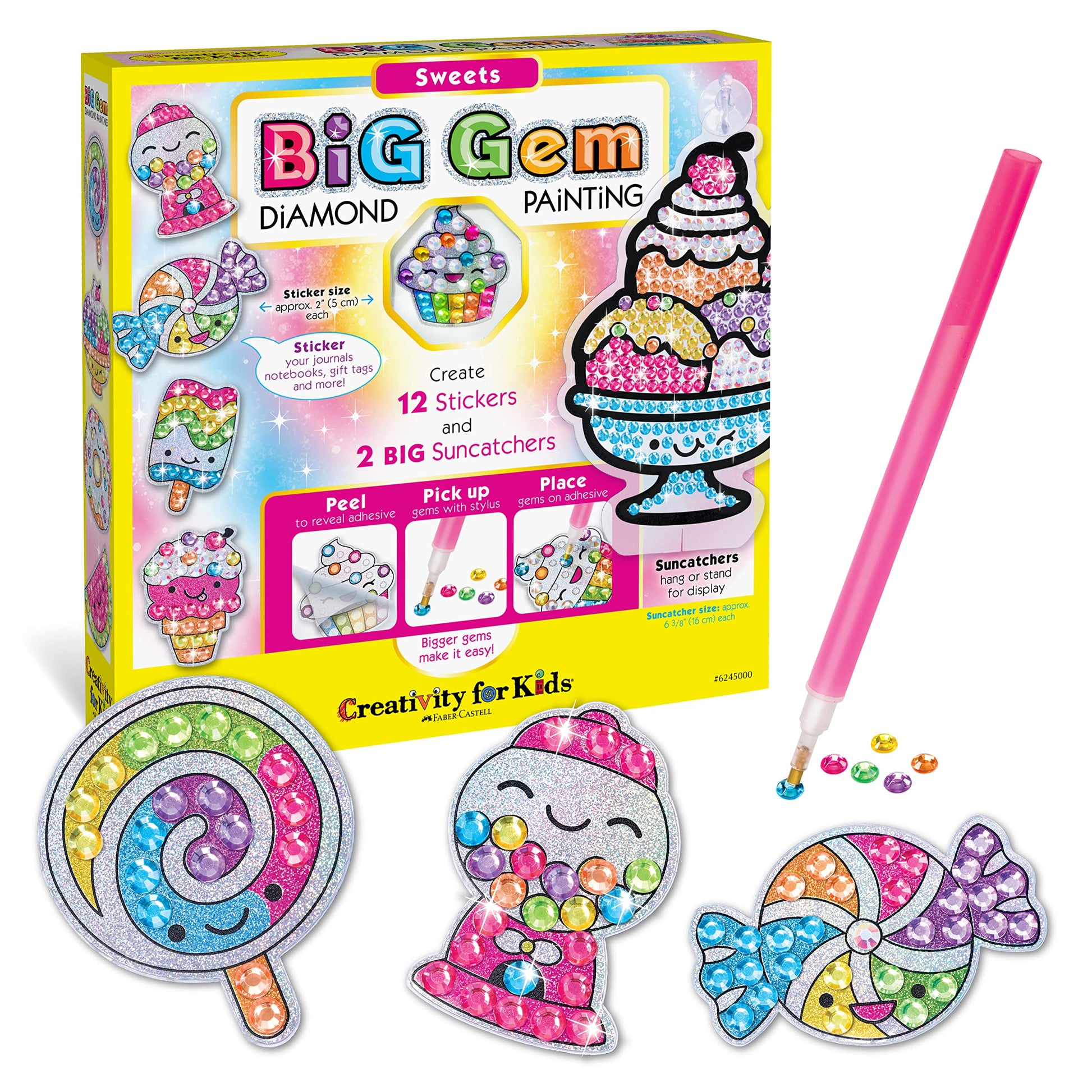 Creativity for Kids Big Gem Diamond Painting Kit: Sweets Stickers and Suncatchers - Diamond Art for Kids, DIY Stickers and Sunca