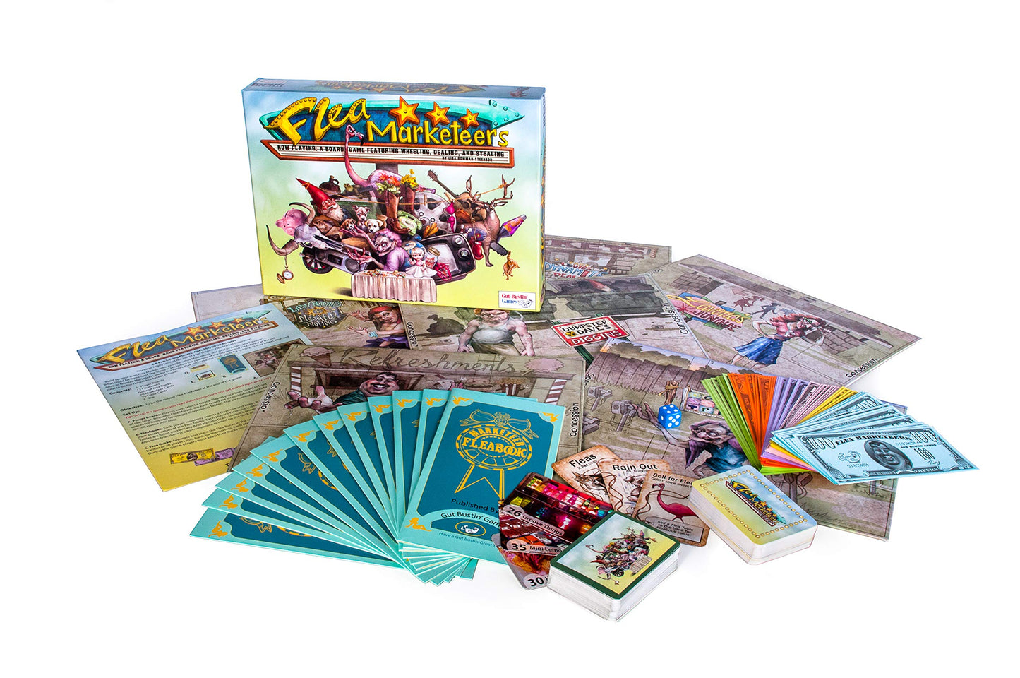 Gut Bustin' Games Flea Marketeers Board Game - Multicolor - Model GUT 1009 - Fun Family Game