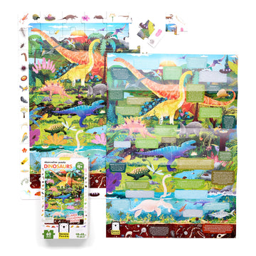 Banana Panda Dinosaur Puzzle For Kids - Large 60-Piece Observation Floor Puzzle With Seek And Find Activity - Includes Big Poster With Facts For Learning More About Dinosaurs - For Ages 4-8 Years