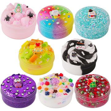 8 Pack Textures Slime Kit For Kids, Slime Variety Pack Different Textures, With Butter Slime, Snow Fizz Crunchy Slime & Jelly Cu