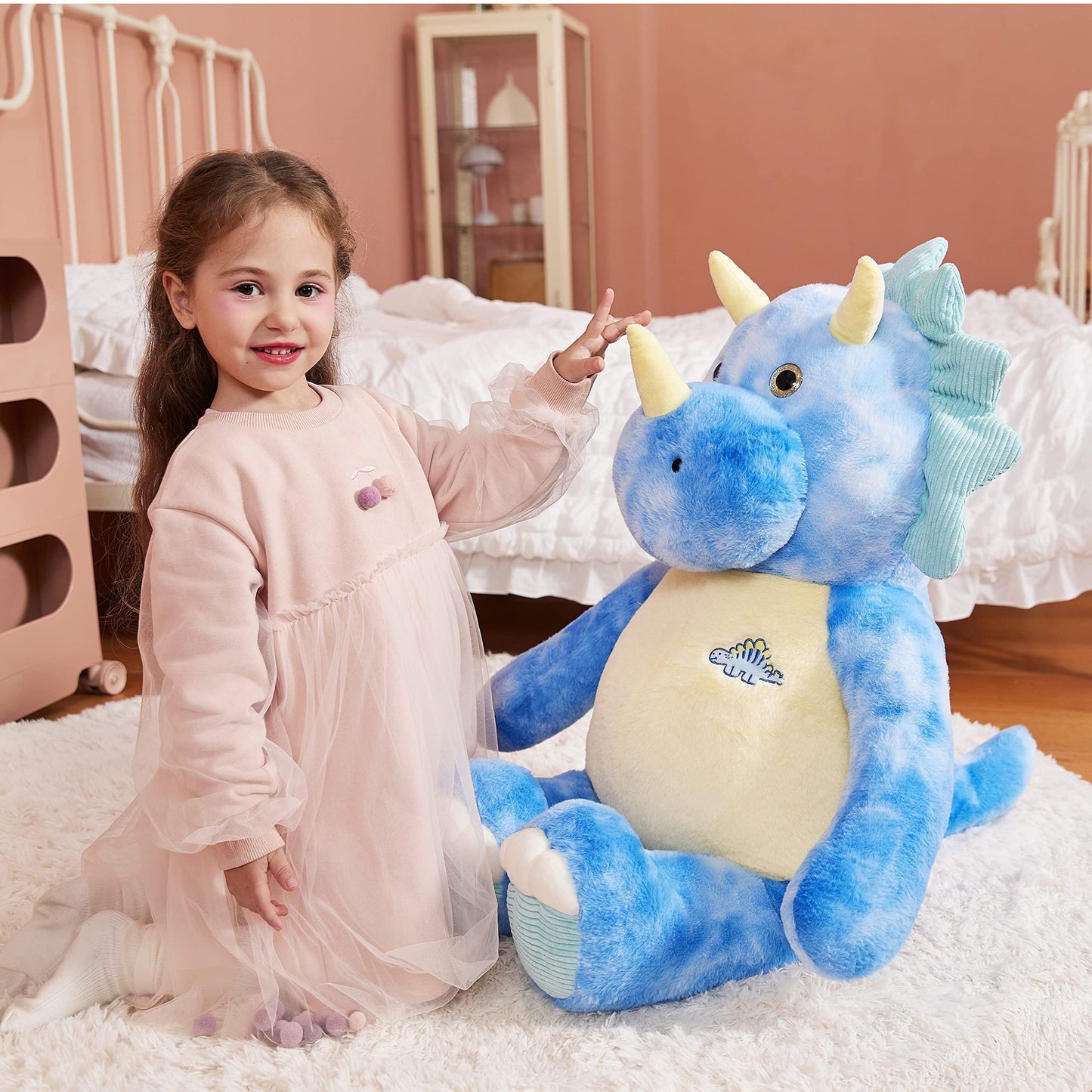 IKASA Giant Triceratops Plush Toy, 30" Soft Dinosaur Stuffed Animal, Fluffy Polyester, Gifts for Kids