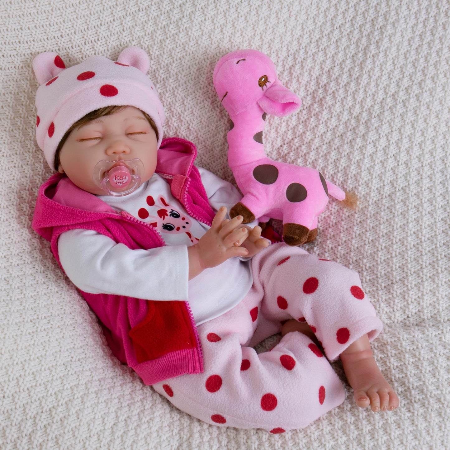 Ekokiz Reborn Baby Dolls Clothes Girl Cute Pink Baby Clothes Dolls Clothes 17-22 Inches Accessories Set For Reborn Doll Newborn