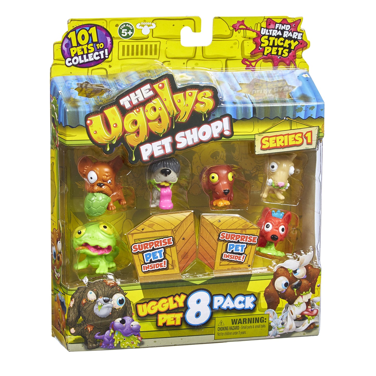 THE UGGLYS PET SHOP Toy Figure Set, 8-Pack, Small, Plastic, Model 19409