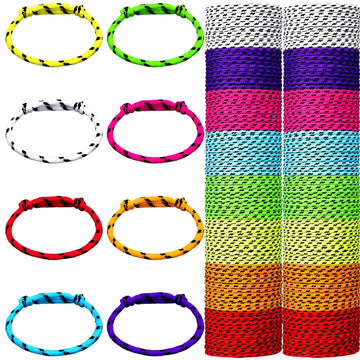 Friendship Bracelets Rope 168 Bracelets in 8 Assorted Colors Adjustable Bracelets for Kids Neon Rope Woven Friendship Bracelets