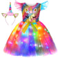 Soyoekbt Girls Unicorn Costume Led Light Up Unicorn Dress For Girls Princess Birthday Party Dress Up (3-4 Years)