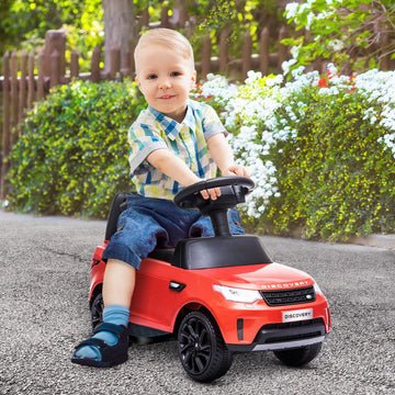 Qaba Land Rover Licensed 6V Ride on Push Car, 2 in 1 Sliding Car, Battery Powered Electric Car for Kids with Headlights Music Ho