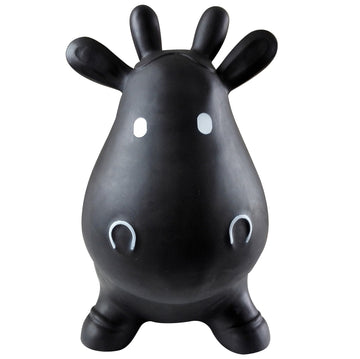 Appleround Cow Bouncer With Air Pump, Inflatable Space Hopper, Ride-On Bouncy Animal (Black)