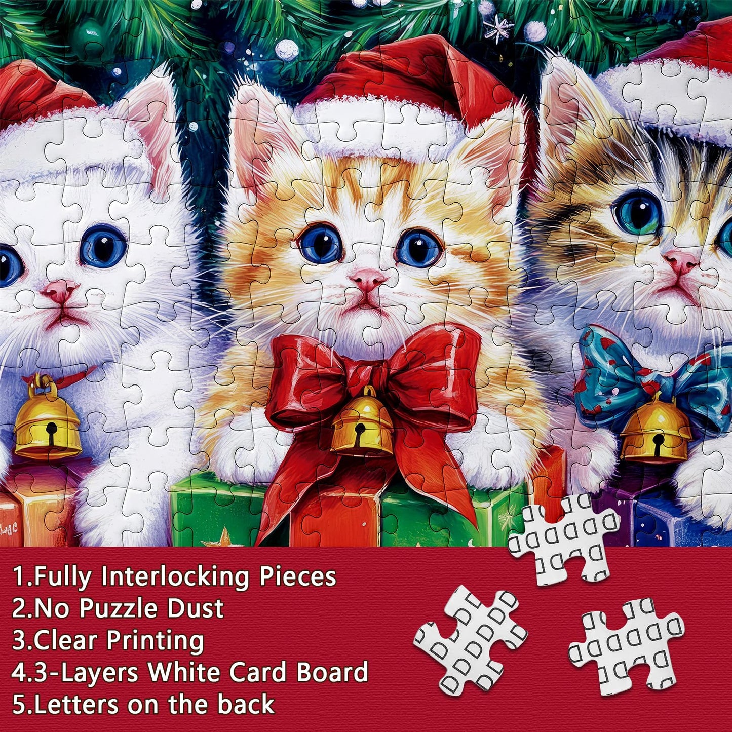 Buhah Christmas Funny Cat Puzzles For Adults 1000 Pieces Winter Holiday Animal Jigsaw Puzzles Xmas Impossible Puzzle Challenging