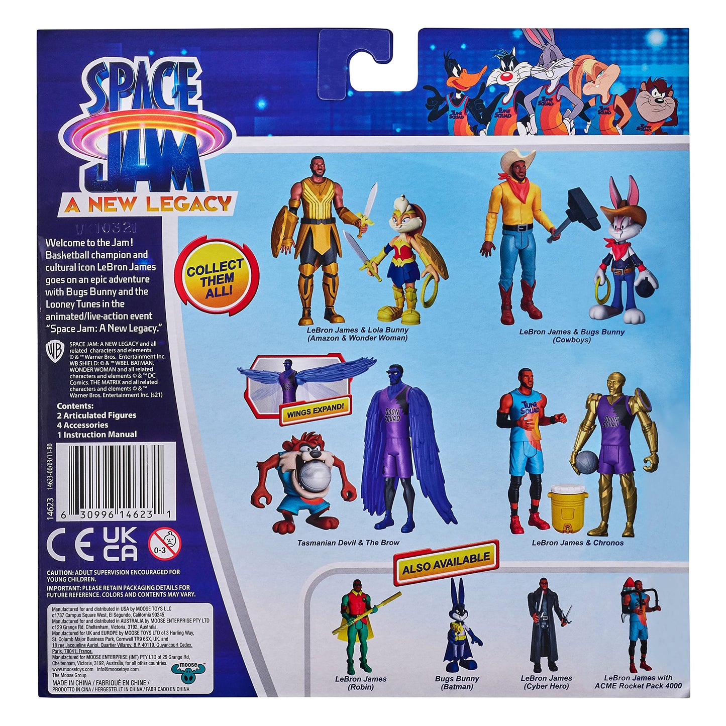 Moose Toys Space Jam: A New Legacy - 2 Pack - On Screen Team Up - Lebron James & Bugs Bunny (Cowboys), Multicolor, (14623)