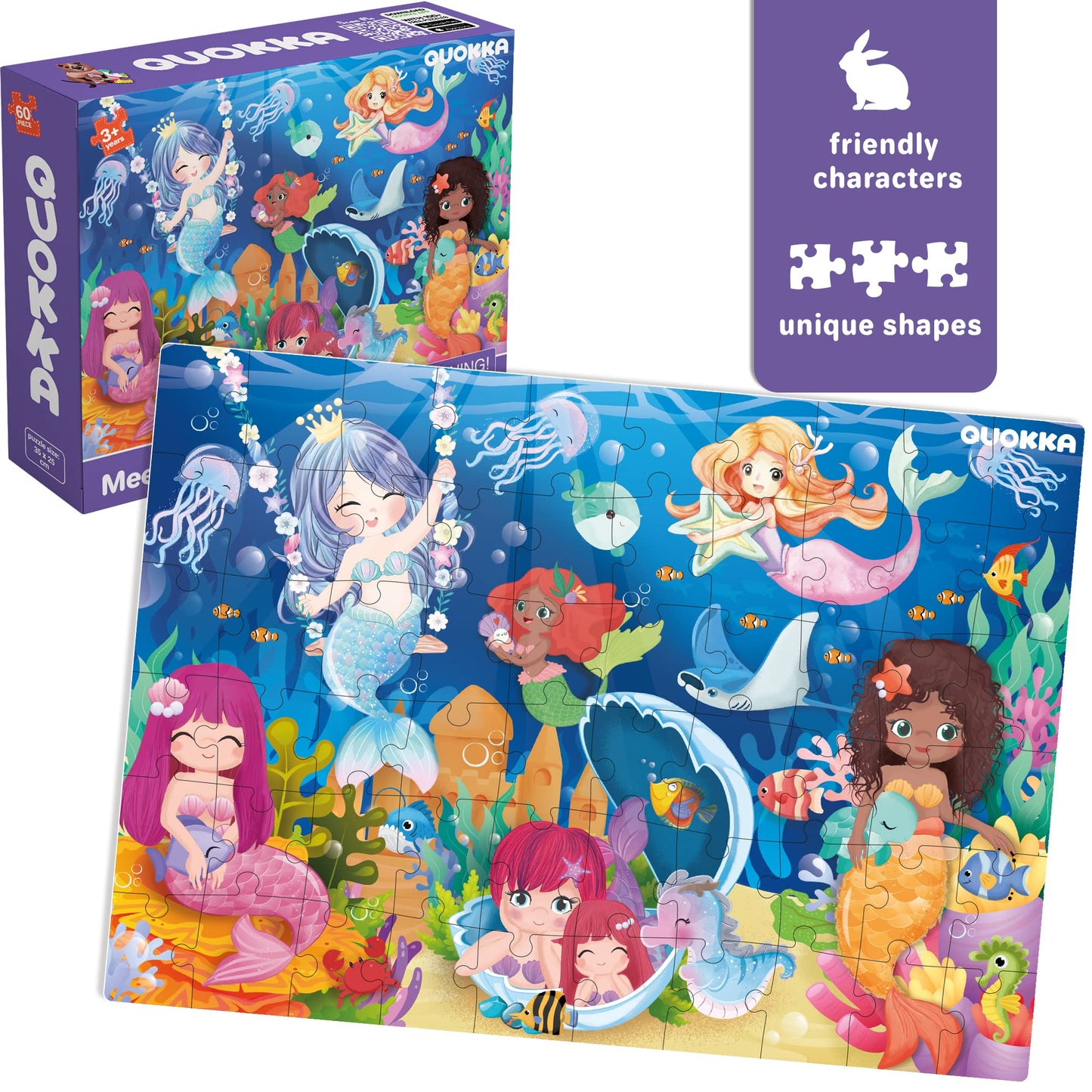 Quokka Puzzles For Kids Ages 4-6 - Set Of 4X60 Jigsaw Puzzles For Toddlers 3-5 - Unicorn Princess Animals Toys For Children 6-8 Yo - Gift Educational Game For Boys & Girls