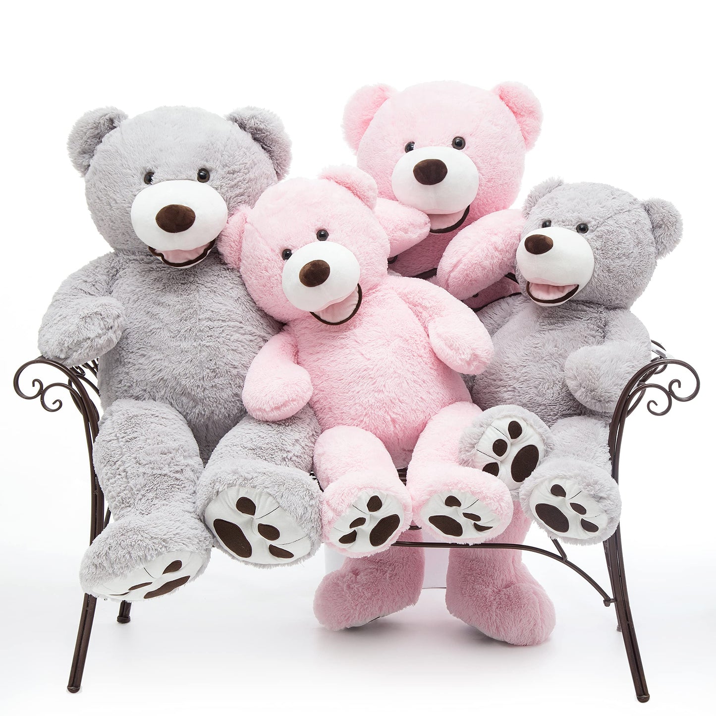 Morismos Giant Teddy Bear Stuffed Animals, Big Gray Teddy Bear Plush Soft Large Bear With Big Footprints Gifts For For Girlfriend Girls On Christmas, 51 Inch
