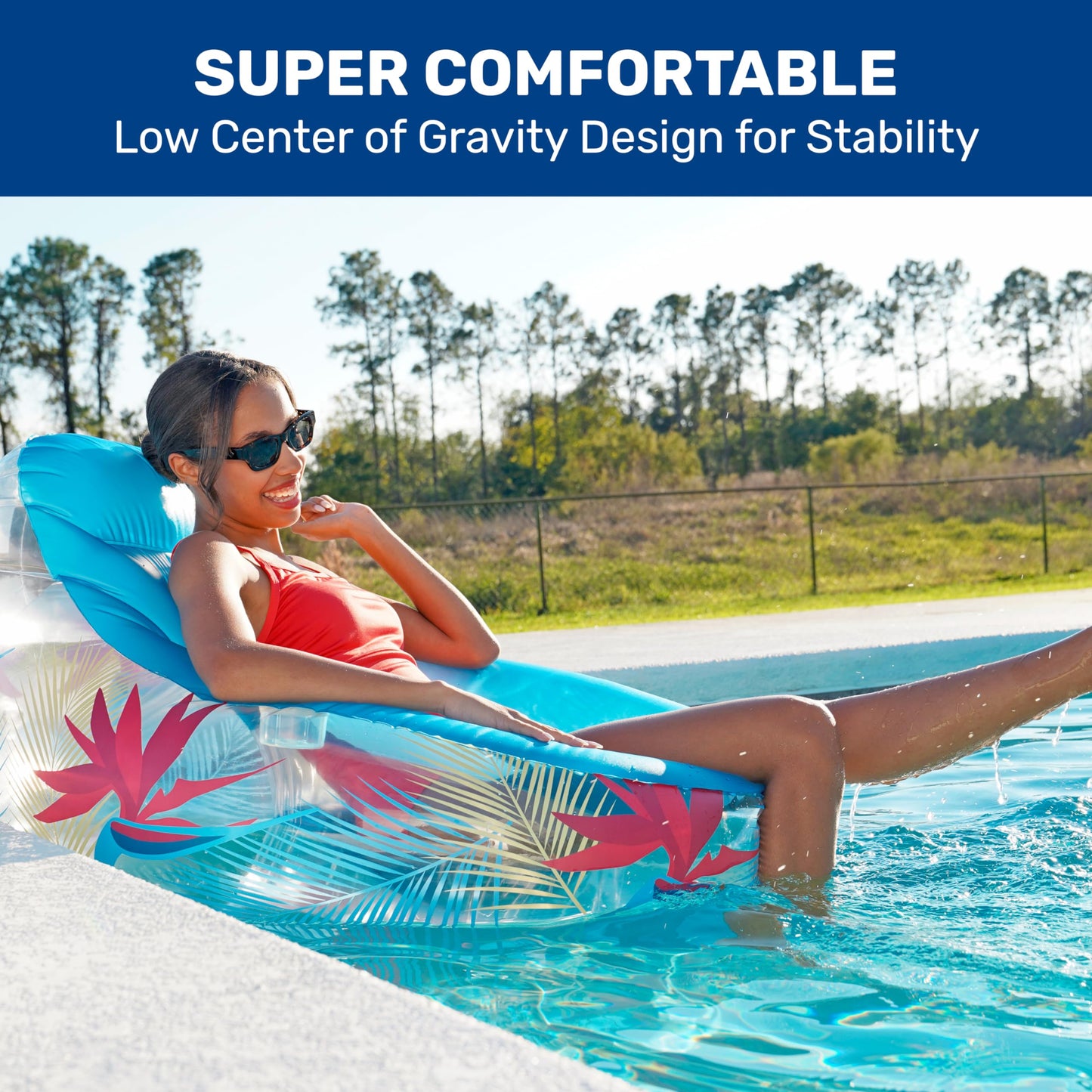 New Aqua Paradise Elevate Pool Chair - Bird Of Paradise Pool Float With Cup Holder - Above Water Pool Floater - The Ultimate Pool Chair
