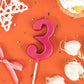 PHD CAKE 2.76 Inch Modern Red 3 Number Birthday Candles, Cake Candles for Party Celebration