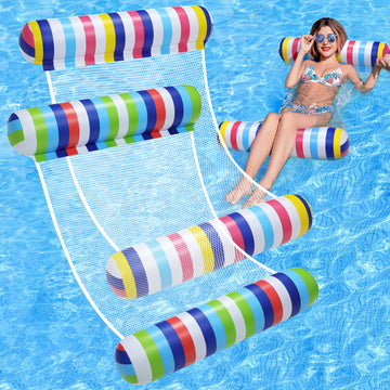Pool Floats - 2 Pack Inflatable Pool Floats Rafts, Adult Size, 4-In-1 Floats For Swimming Pool, Thick Pvc Pool Float Lounger Wat