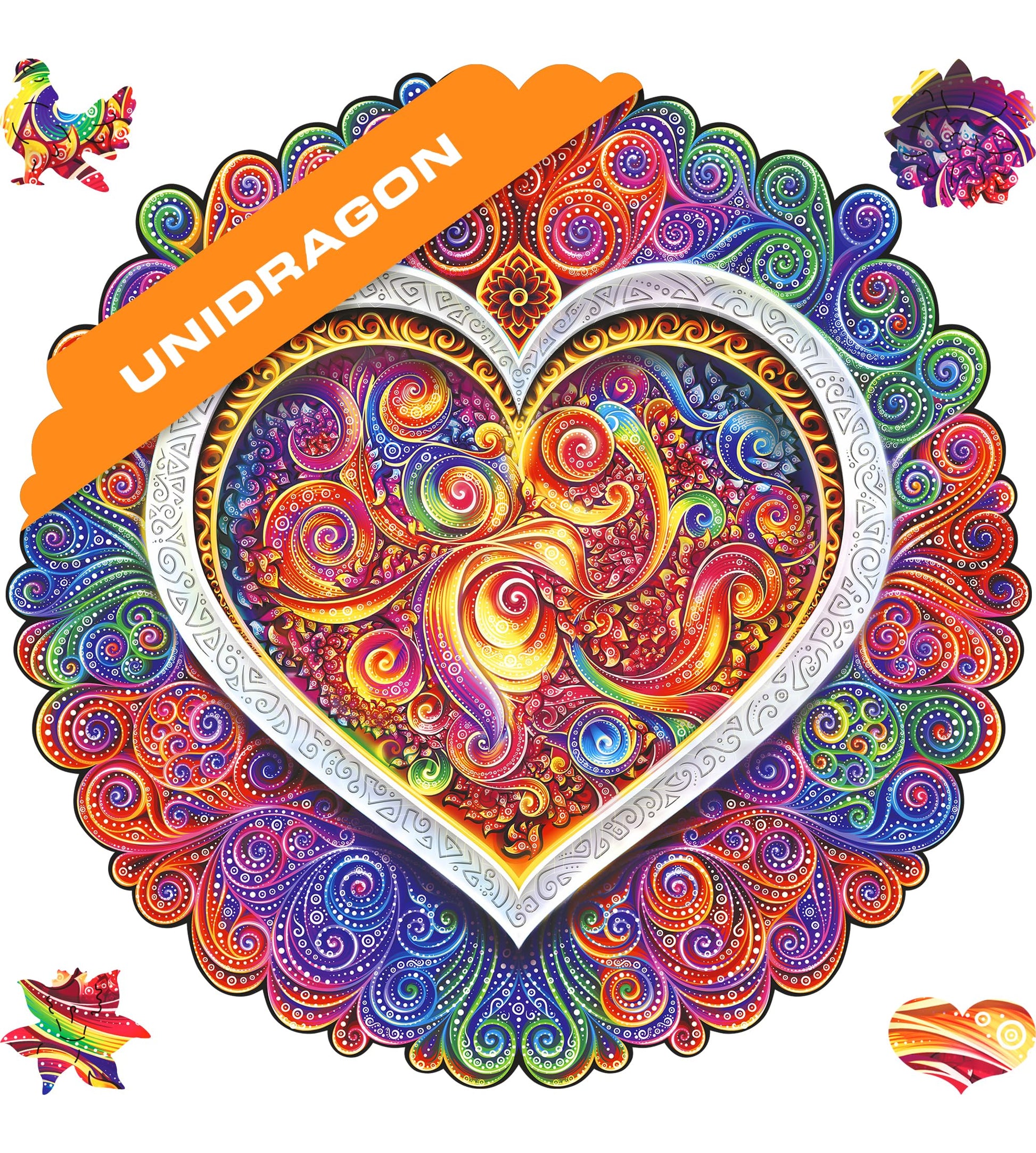 Unidragon Original Wooden Puzzle Mandala Conscious Love King Size 13 X 13 In (33 X 33 Cm) Puzzle For Adults And Kids Brain Teaser, Beautiful Gift Package