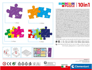 Clementoni - 20271 - Supercolor Puzzle 10 In 1 Peppa Pig (3X18, 4X30, 2X48 And 1X60 Pieces) - Jigsaw Puzzle For Kids Age 4