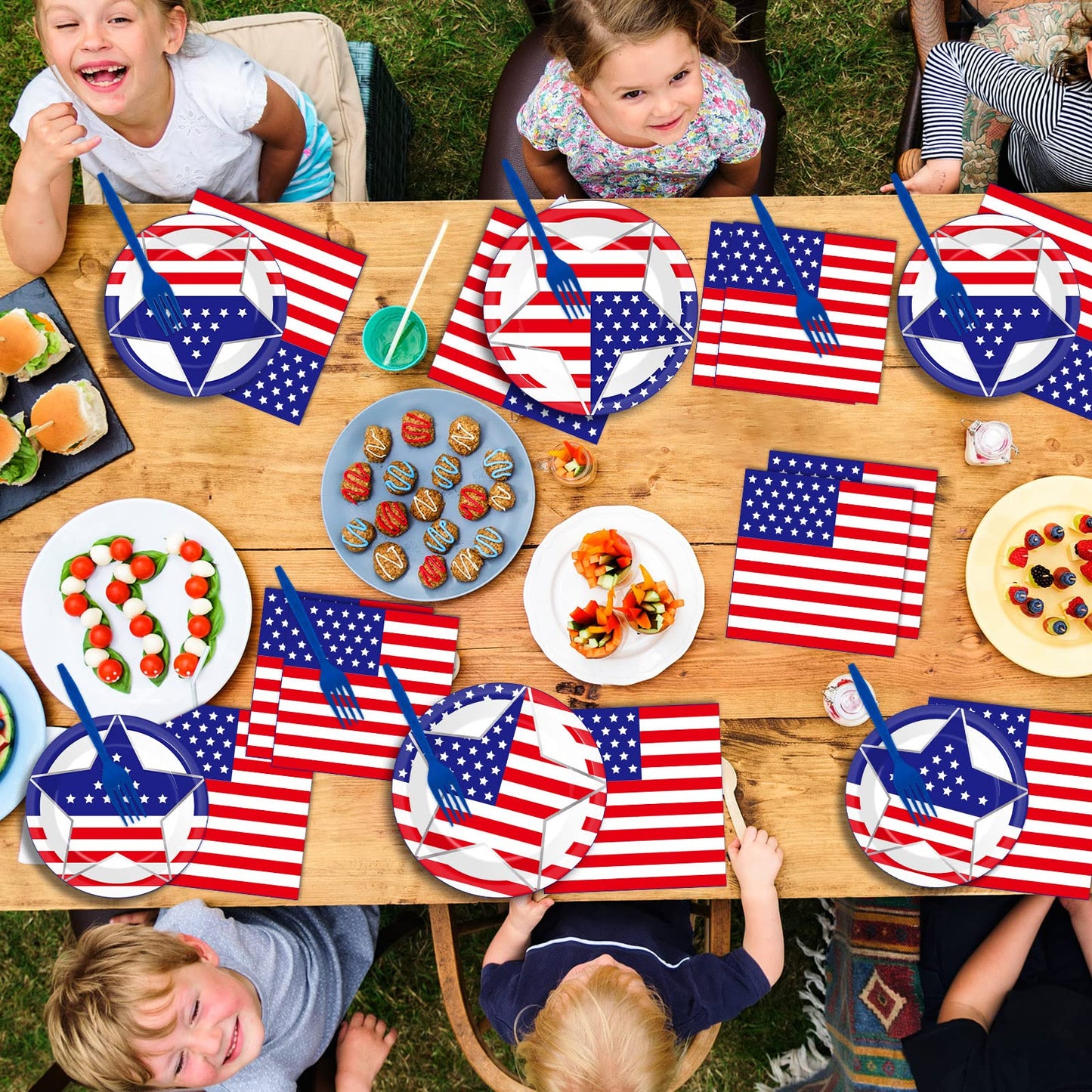 Wiooffen 96 Pcs Veterans Day Party Supplies Memorial Day Tableware Set 4Th Of July Paper Plates Patriotic Freedom Stars Party Pl