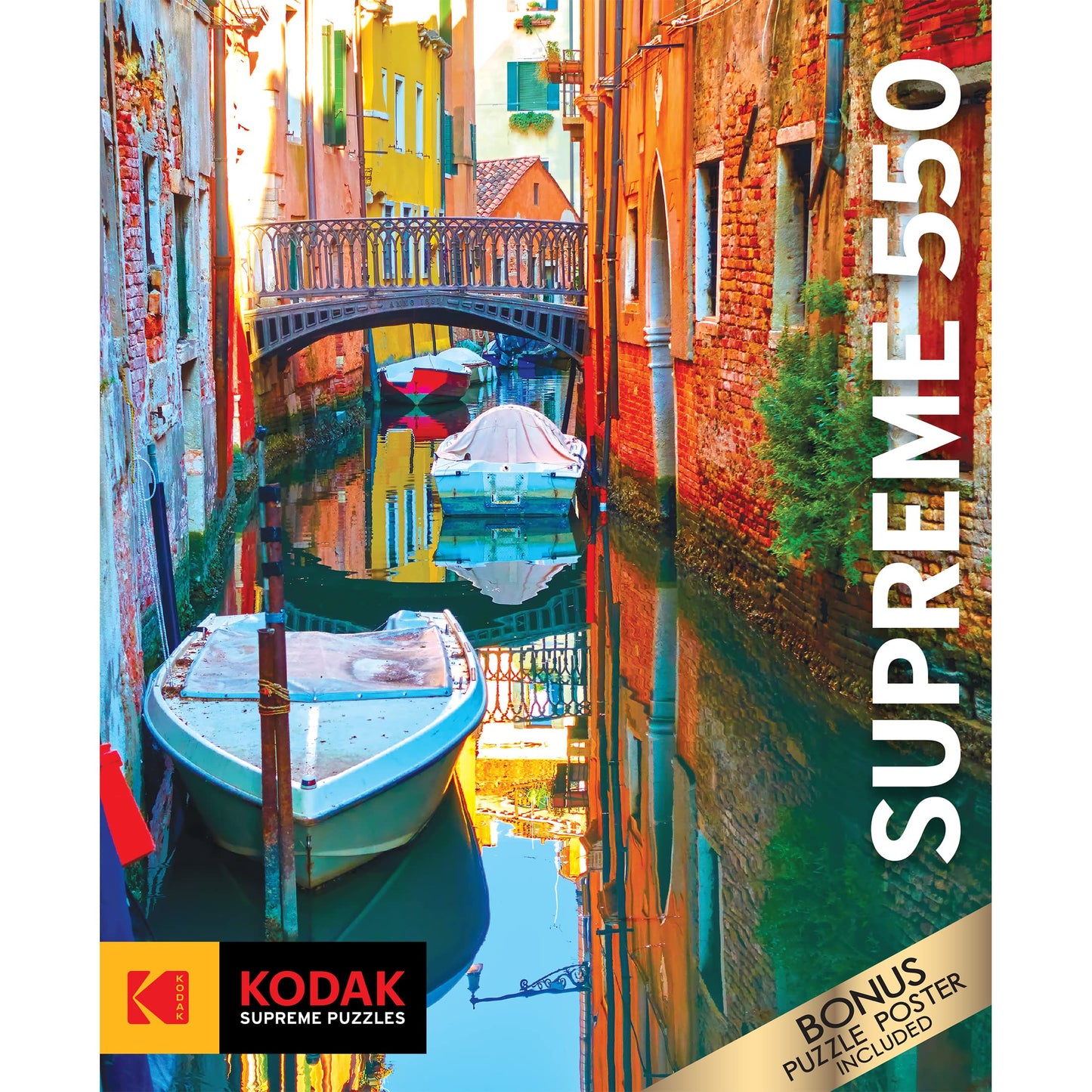 Roseart - Kodak Supreme Premium - Pretty Canal With Small Bridge And Motorboats - 550 Piece Jigsaw Puzzle For Adults