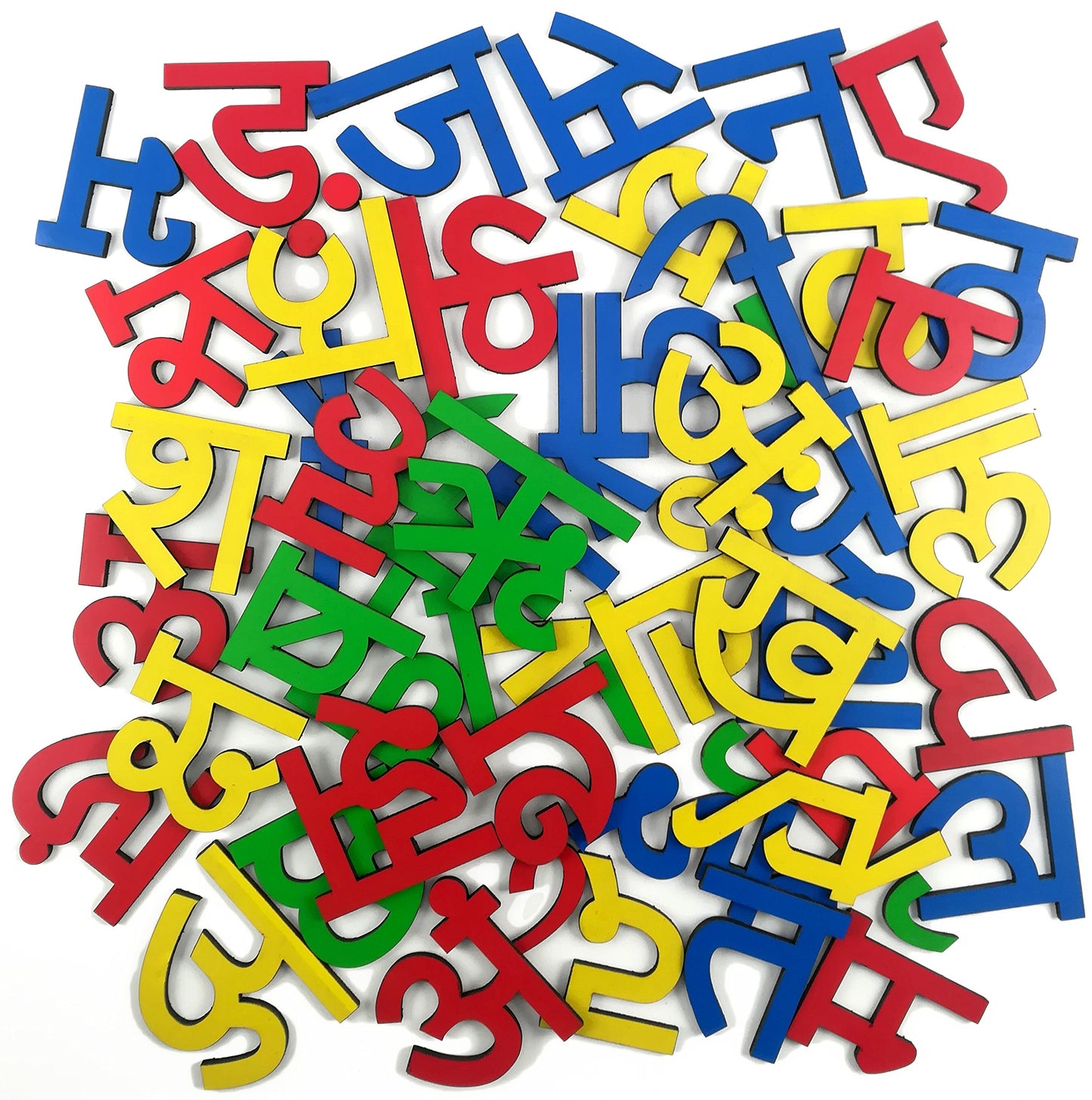 Mfm Toys Magnetic Wooden Hindi Alphabets And Matras (Small Magnet Backing)- Multi Color