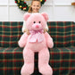 Morismos 39 Inches Pink Giant Teddy Bear Plush Toy,Big Bow Bear Stuffed Animal Plush, Soft Bear Plush Gifts For Kids,Girlfriend